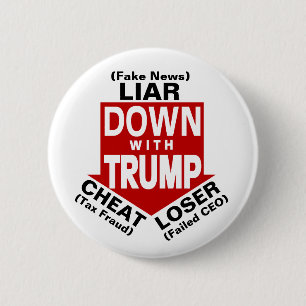 Omlaag met Trump Ronde Button 5,7 Cm