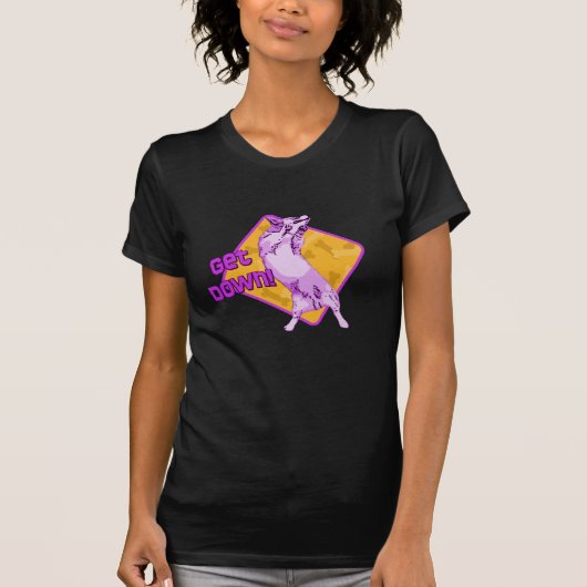 Omlaag Obedience Corgi T-shirt (Voorkant)