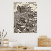 Omlaag op het Boerderij Poster (Instant Download O (Keuken)