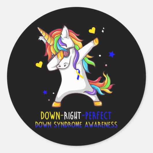 Omlaag Perfecte downsyndroombewustzijn Ronde Sticker (Voorkant)