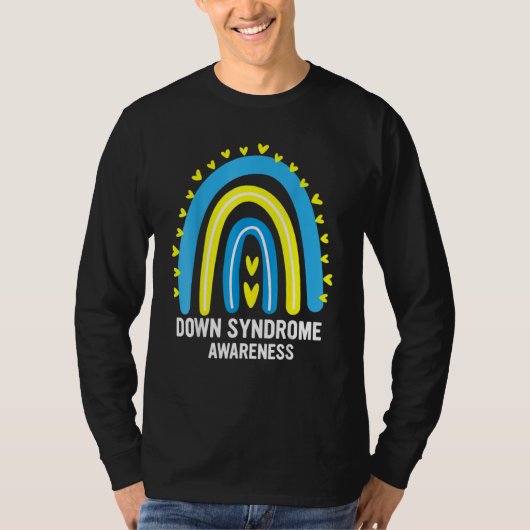 Omlaag Syndrome Awareness Rainbow T21 Yellow Blue  T-shirt (Voorkant)