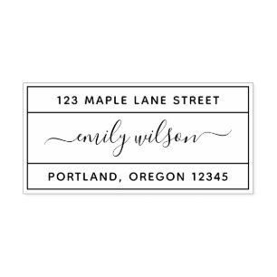 Omlijnd Calligrafie Schrift Naam Retouradres Zelfinktende Stempel