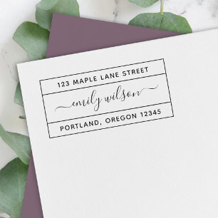 Omlijnd Calligrafie Schrift Naam Retouradres Zelfinktende Stempel
