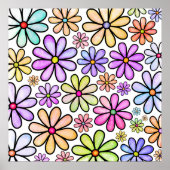 Omlijnde bloemenprint poster (Voorkant)