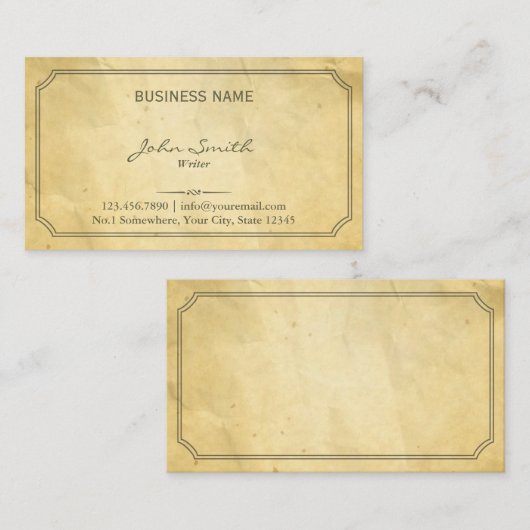 -omlijnde oude papierschrijver visitekaartje (Voorkant / Achterkant)