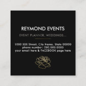 Omlijnde Roos Flower, evenementen floral Vierkante Visitekaartje (Achterkant)