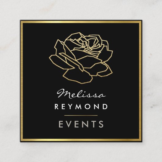 Omlijnde Roos Flower, evenementen floral Vierkante Visitekaartje (Voorkant)