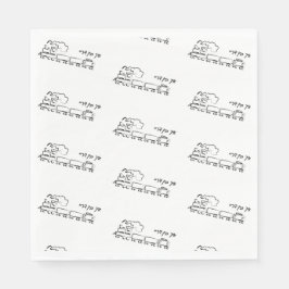 Omlijnde zwart-witte trein Upsherin servetten