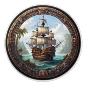 Omlijst slagschip keramische knop (Voorkant)
