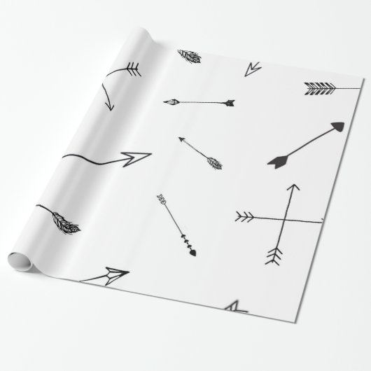 Omloop voor cadeaubonnen voor zwarte en witte pijl cadeaupapier (Uitgerold)