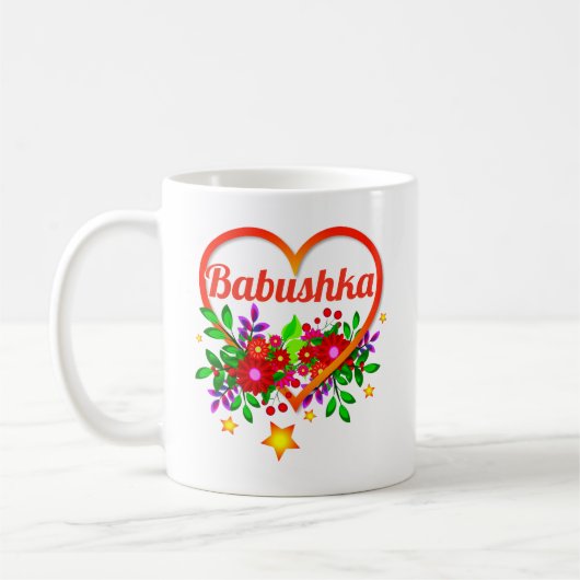Omloopnaam wijzigen - Babushka Heart & Flowers Koffiemok (Links)