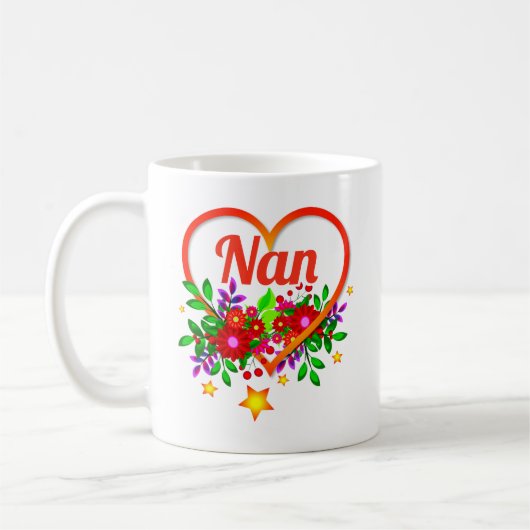 Omloopnaam wijzigen - Nan - Hart & Bloemen Koffiemok (Links)