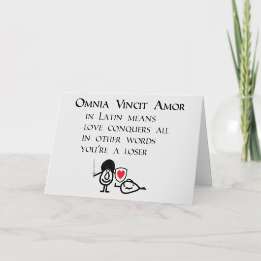 Omnia Vincit Amor A Funny Thinking Of You Poem Kaart (Voorkant)