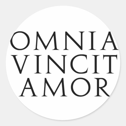 Omnia Vincit Amor Ronde Sticker (Voorkant)