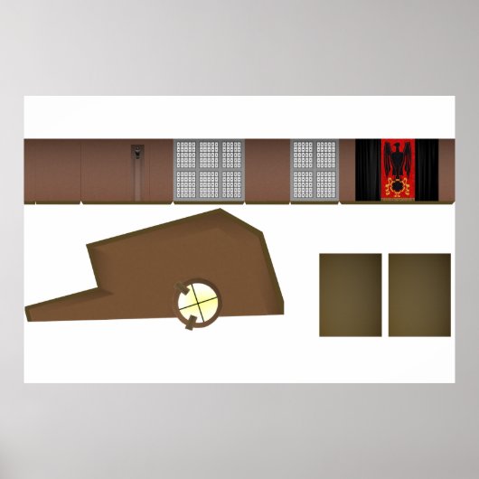 Omnipotente buitenaardse rechter rechtszaal Dioram Poster (Voorkant)