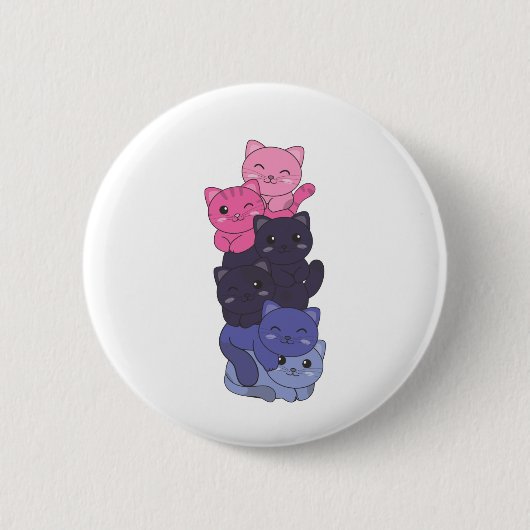 Omniseksuele vlag Cat Pride Lgbtq Cute Cat Ronde Button 5,7 Cm (Voorkant)