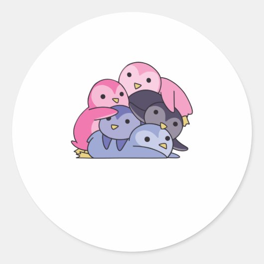 Omniseksuele vlag Pride Lgbtq Cute Penguin Ronde Sticker (Voorkant)
