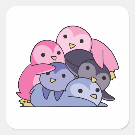 Omniseksuele vlag Pride Lgbtq Cute Penguin Vierkante Sticker (Voorkant)