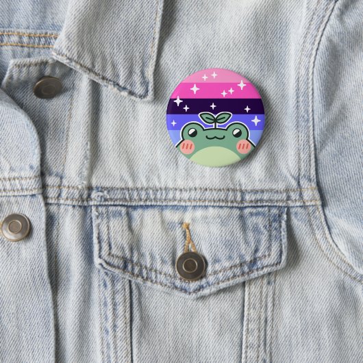 Omnisexual LGBT Pride Flag Frog Button (In situ)