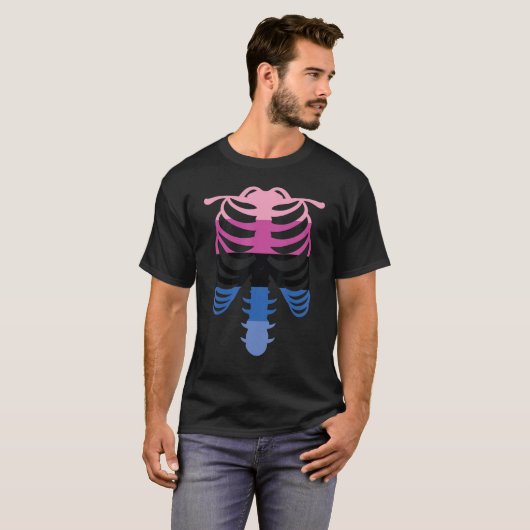 Omnisexual Pride Flag Skeleton Ribcage T-shirt (Voorkant volledig)