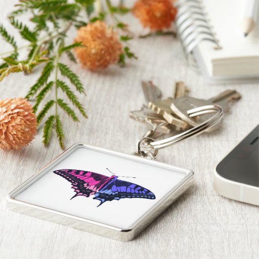 Omnisexual Pride Flag Swallowtail Butterfly Sleutelhanger (Zijkant)