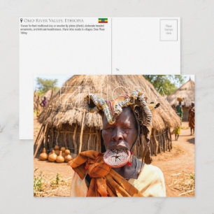 Omo Rivier Vallei Stam, Ethiopië Reisansichtkaart Briefkaart