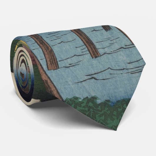 Omokage Bridge Ukiyo-e Japanse kunst Stropdas (Opgerold)