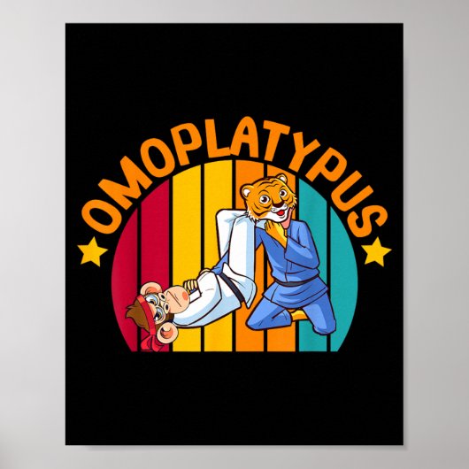 Omoplatypus Grappige Retro Jiu-Jitsu Dier Grapplin Poster (Voorkant)