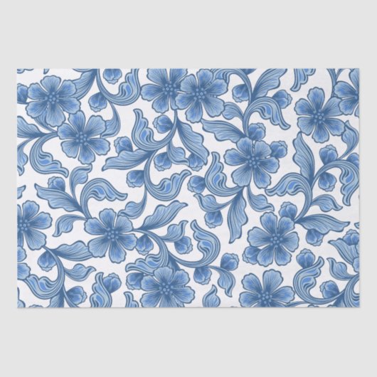 Omphaloden Blue Floral Tissuepapier (Voorkant)