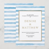 Omphalodes Blau Aquarel Streep & Gouden Letters Kaart (Voorkant / Achterkant)