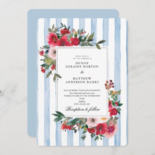 Omphalodes Blauwe Trouw Uitnodiging (Voorkant / Achterkant)