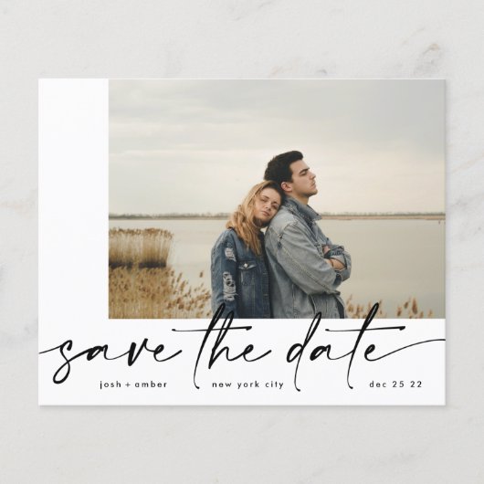 Omrand | Modern budget Foto Onyx save-the-datekaar Flyer (Voorkant)