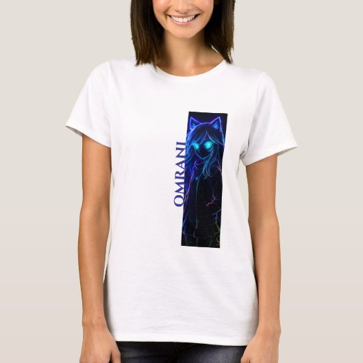 Omrani Light-Drawn Girl – Luminous Art T-shirt (Voorkant)