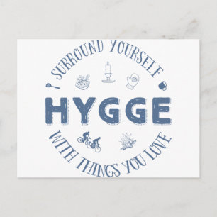 Omring jezelf. Hygge (donkerblauwe tekst) Briefkaart