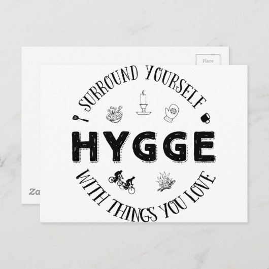 Omring jezelf. Hygge (zwart-wit) Briefkaart (Voorkant / Achterkant)