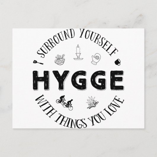 Omring jezelf. Hygge (zwart-wit) Briefkaart (Voorkant)