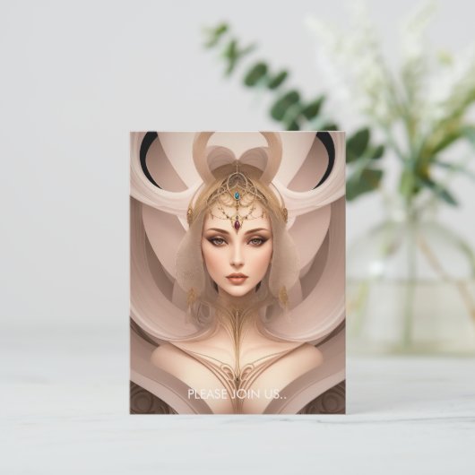 Omringde Cyborg Goddess Briefkaart (Staand voorkant)