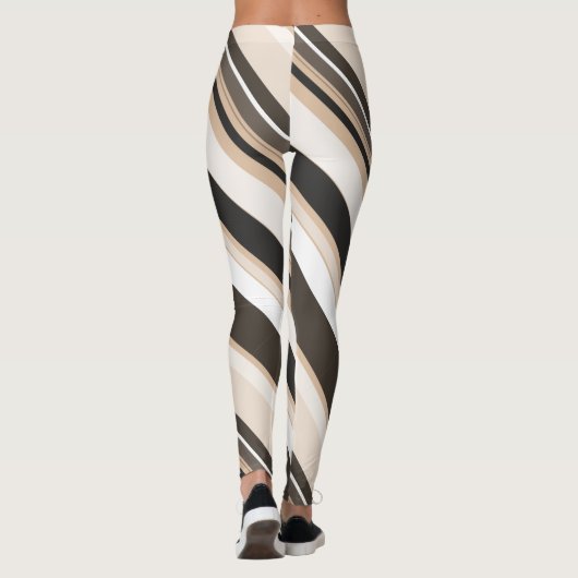 Omringende monotone hedendaagse diagonale strepen leggings (Achterkant)