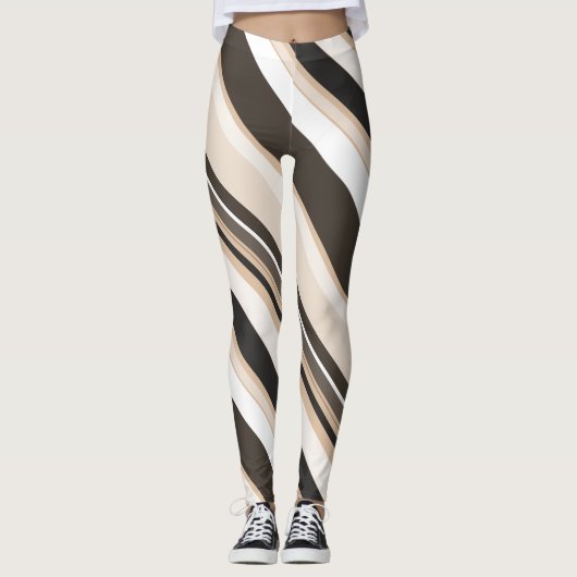 Omringende monotone hedendaagse diagonale strepen leggings (Voorkant)