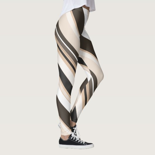 Omringende monotone hedendaagse diagonale strepen leggings (Rechts)