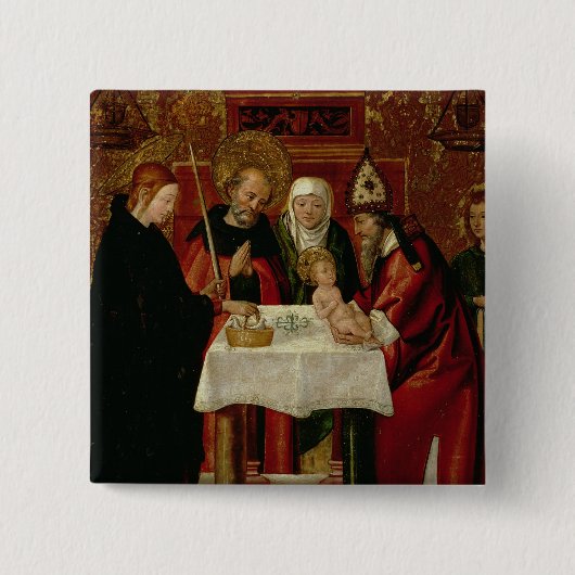 Omroeppresentatie in de tempel vierkante button 5,1 cm (Voorkant)
