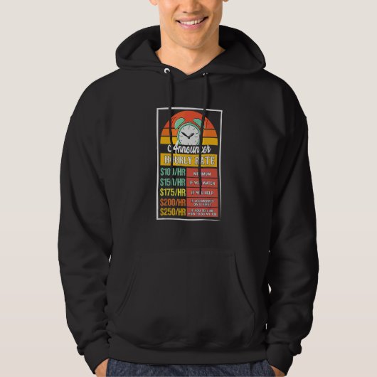 Omroepster uurtarief knevel hoodie (Voorkant)