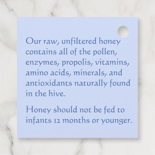 Omschrijving Blauwe Bloembijen Label (Achterkant)