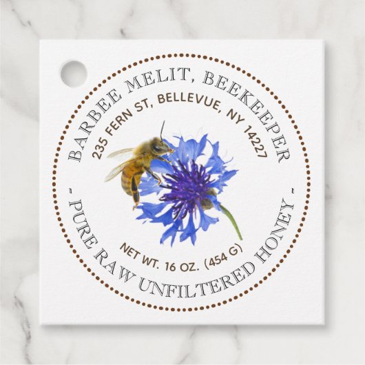 Omschrijving Blauwe Bloembijen Label (Voorkant)