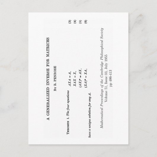 Omschrijvingen van Moore-Penrose Briefkaart (Voorkant)
