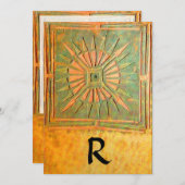 OMSLAG, antiek geel groen, wit Aankondiging (Voorkant / Achterkant)