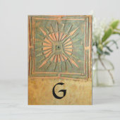 OMSLAG, antiek geel groen, wit Aankondiging (Staand voorkant)