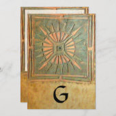 OMSLAG, antiek geel groen, wit Aankondiging (Voorkant / Achterkant)