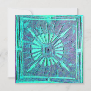 OMSLAG, helder blauw blauwgroen, wit Aankondiging