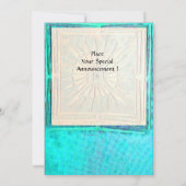 OMSLAG, helder blauw blauwgroen, wit Aankondiging (Achterkant)